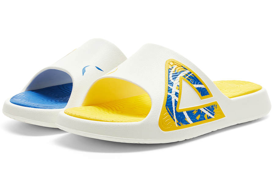 PEAK Slide Slippers Women's Blue Yellow Mismatched
