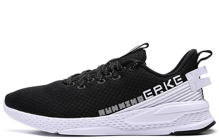 Erke Breathable Low top Running Shoes Men's Black White