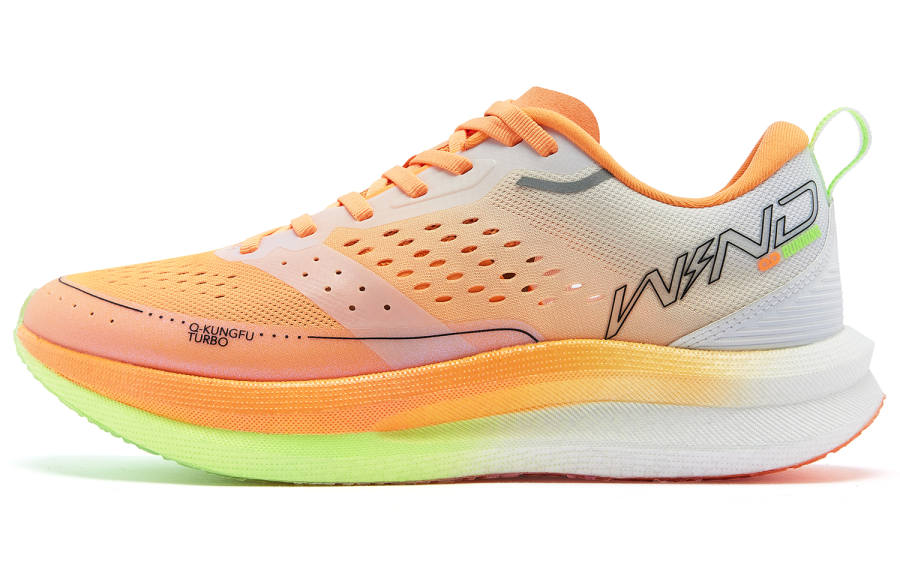 QIAODAN Strong Wind SE Fabric Low top Marathon Running Shoes Men's Orange Green