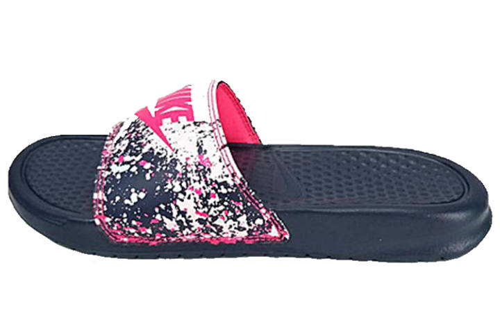 Nike Nike Benassi Jdi Print Splash Ink Minimalistic Unisex Black Pink Slippers Women's