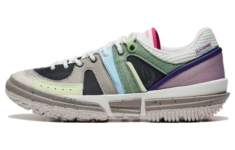 Li-Ning Li Ning Linchi Lite Textile, Synthetic Leather Slip Resistant Abrasion Resistant Low top Casual Shoes Men's Gray Green