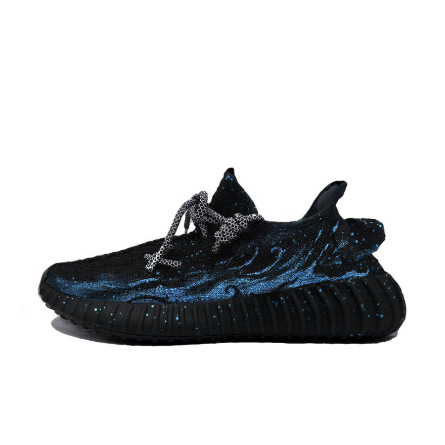 Adidas Originals Yeezy Boost 350 V2 Fabric Cushioning Abrasion Resistant Low top Casual Shoes Unisex Black Blue