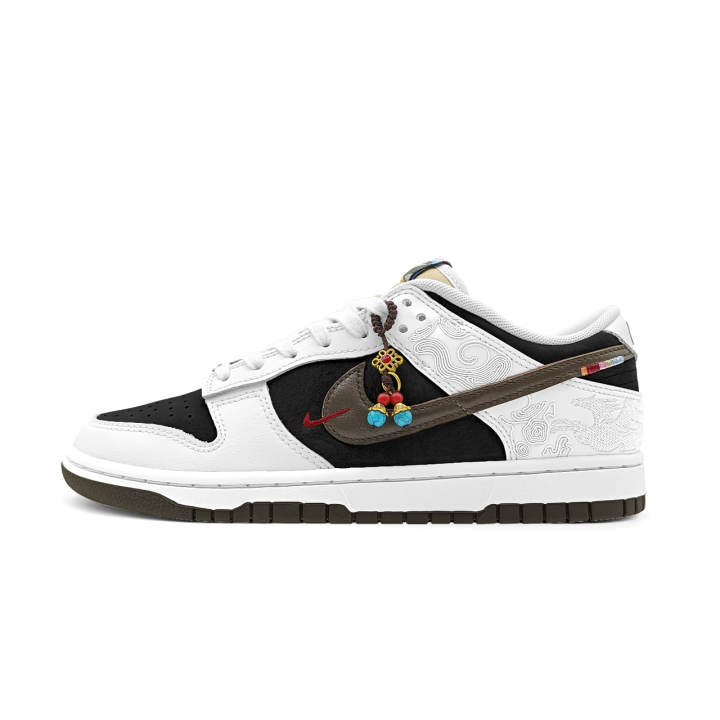 Nike Nike Dunk Low top Skateboard Shoes Unisex Black White Umber