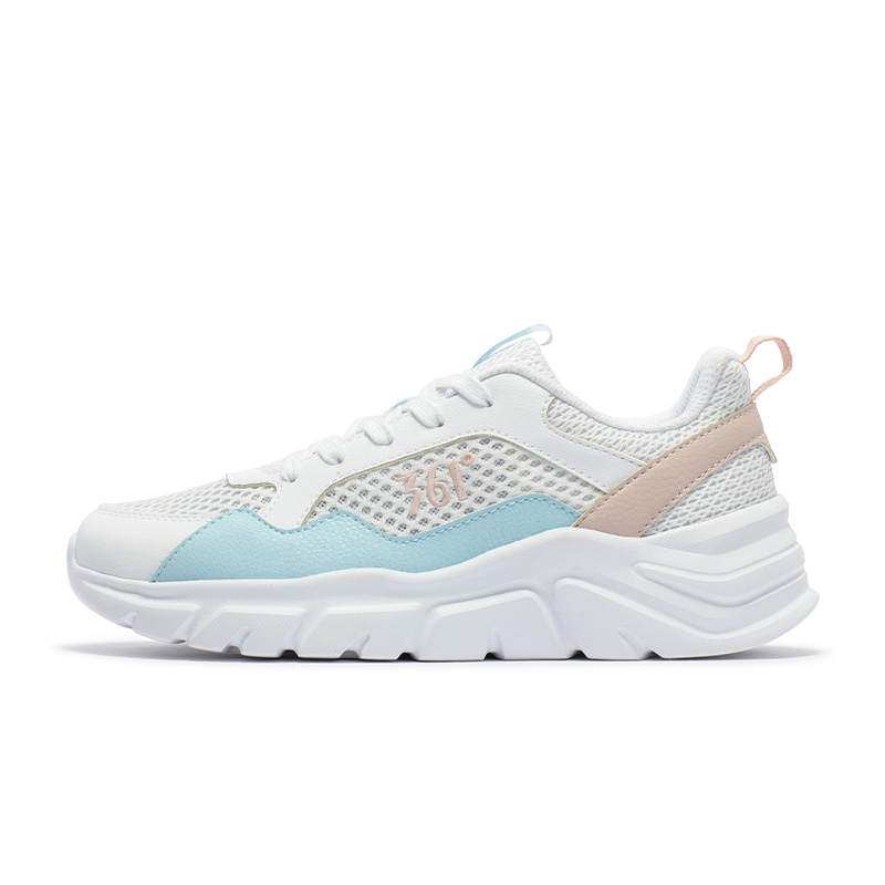 361° Waterproof Lightweight Rebound Low top Casual Shoes Women's 361 Degrees White Fresh Pink
