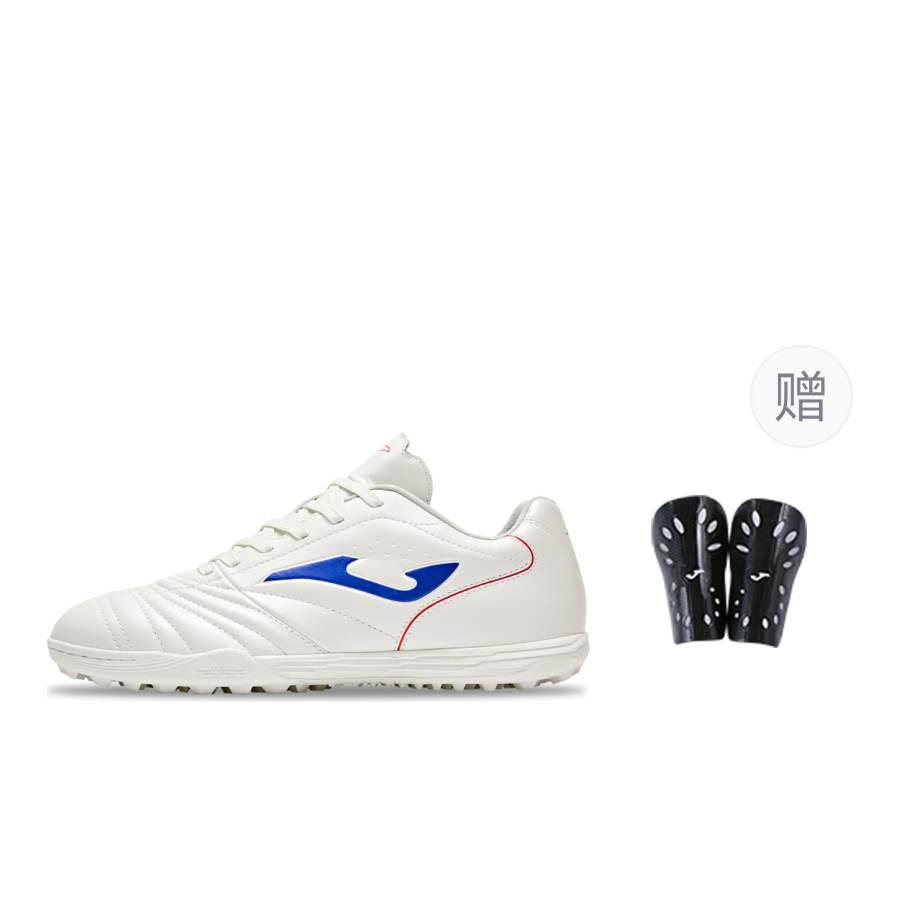 Joma Aguila TF Turf Artificial Turf Kangaroo Leather Soccer Shoes Unisex White Blue