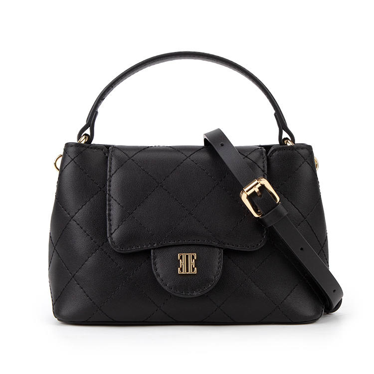 ELLE Cow Leather Handbag Women's Black/Ancora Red/Cloud Dancer