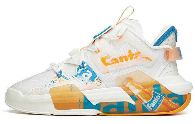 ANTA FENDER x Anta Bastard 3.0 Slip Resistant Abrasion Resistant Mid top Skateboard Shoes Women's White Orange