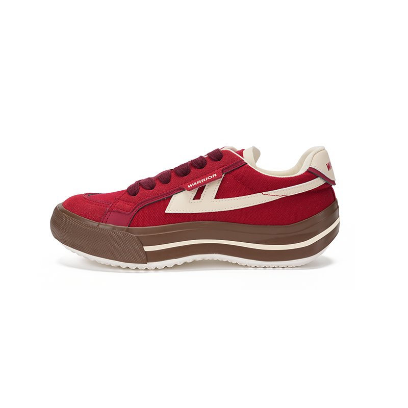 Warrior Cushioning Slip Resistant Abrasion Resistant Low top Casual Shoes Unisex Red Beige
