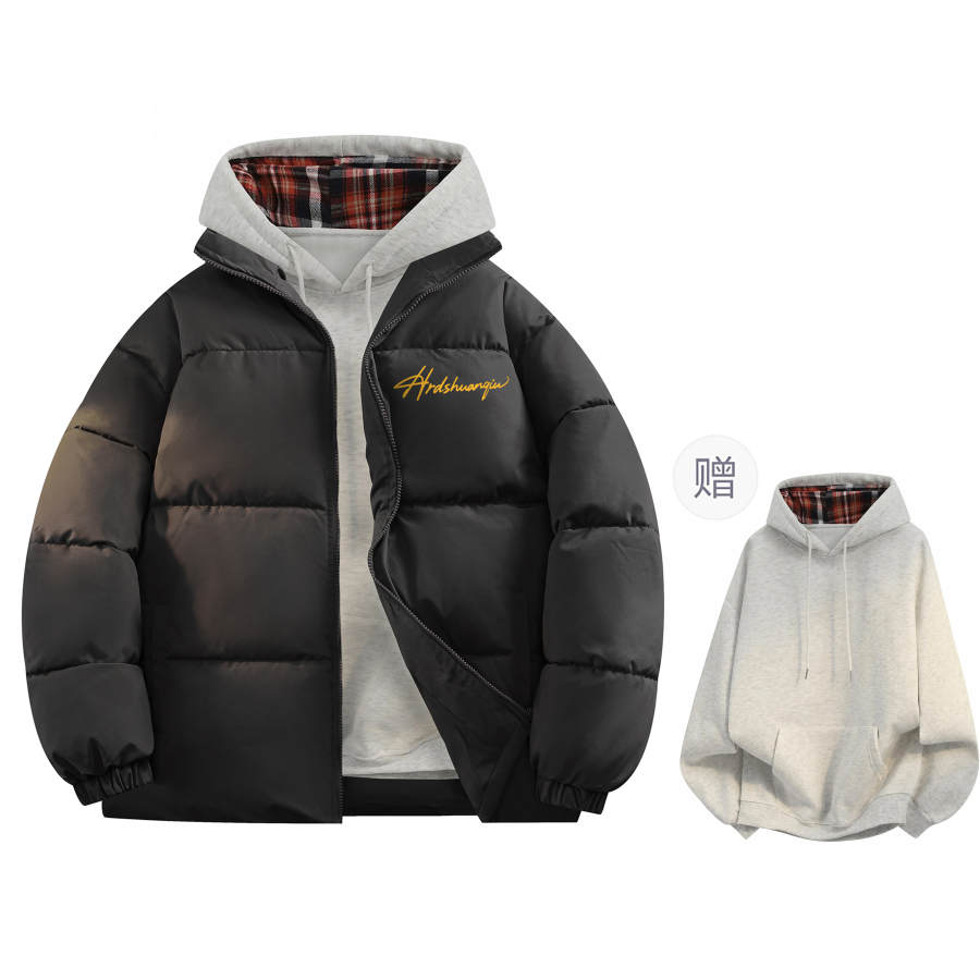 HUANQIU Down Jackets Unisex Stand Collar Thickened Puffer Jacket