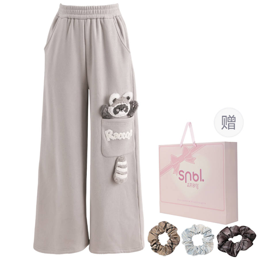 SNBL Casual Pants Women's Gray Thickened Straight Fit Pants