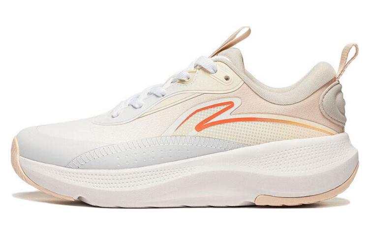 Li-Ning Li Ning Soft Go Slip Resistant Abrasion Resistant Low top Casual Shoes Women's White Apricot Gray