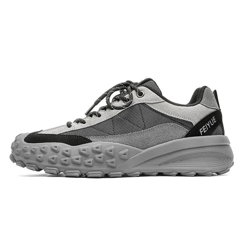 Poizon FEIYUE Slip-Resistant Abrasion-Resistant Low-top Casual Shoes Men's Gray Black