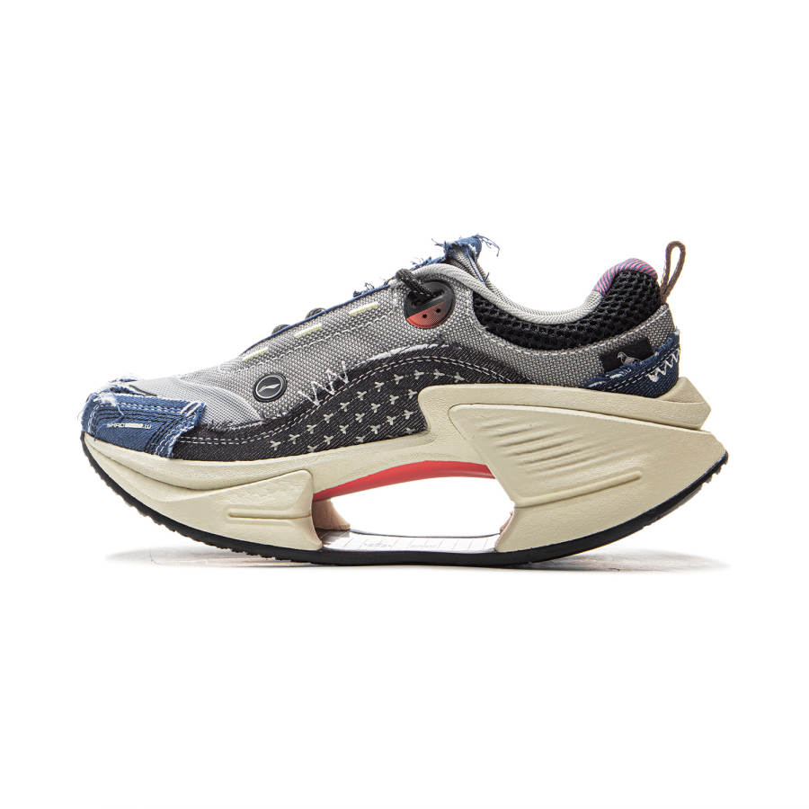 Li-Ning Li Ning Lightweight Rebound Abrasion Resistant Low top Casual Shoes Women's Gray Black Blue