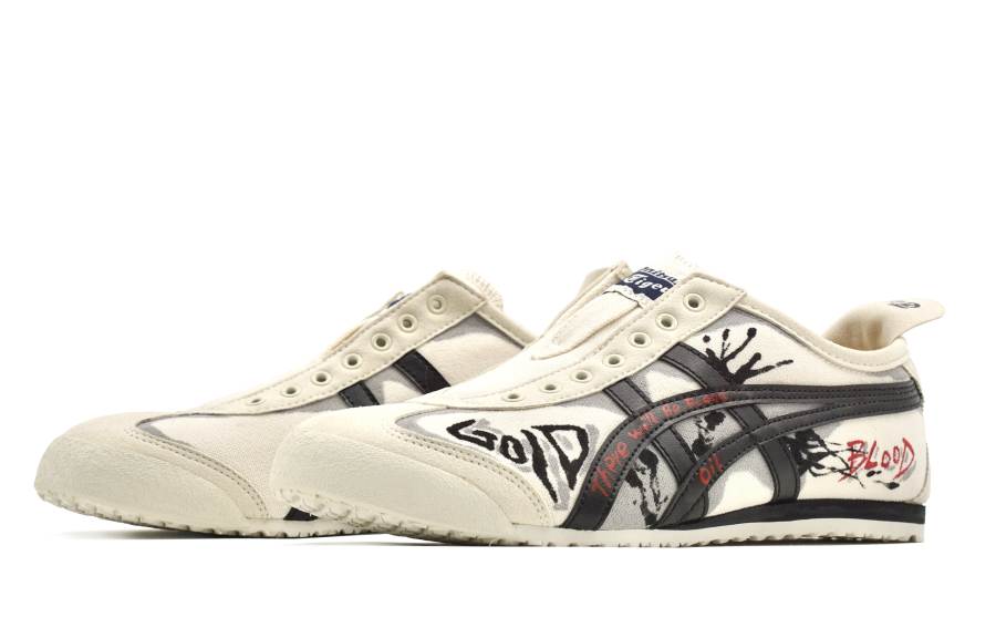Onitsuka Tiger MEXICO 66 Blood Black Gold, Ink Splatter Mesh, Canvas, Textile, Synthetic Leather Non slip Lightweight