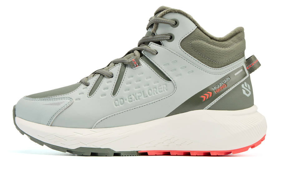 QIAODAN Casual Shoes Men's High Top Lu Gray Green/Dark Tea Brown