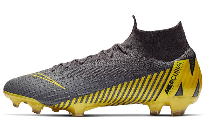 Nike Nike Mercurial Superfly 6 FG Firm Ground Cushioning Slip Resistant Abrasion Resistant Soccer Shoes Men's Gray Yellow