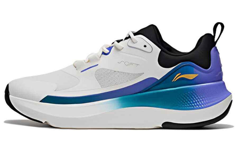 Li-Ning Li Ning SOFT GO Cushioning Slip Resistant Low top Casual Shoes Men's White Blue Purple