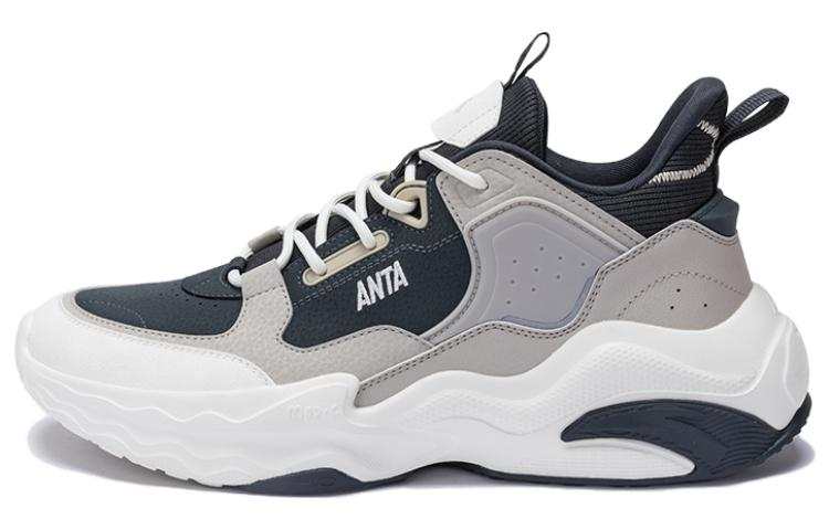 Anta Life Collection Comfortable Round Toe Slip Resistant Abrasion Resistant Low top Casual Shoes Men's Gray