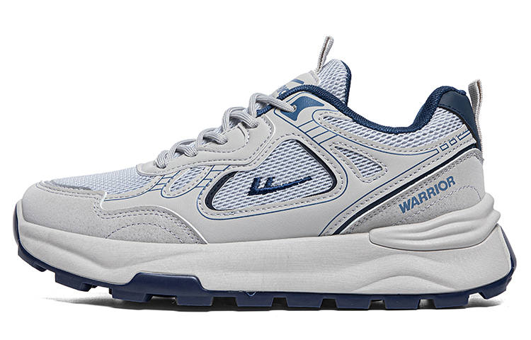 Warrior Students Platform Chunky Sneakers Lightweight And Breathable Low top Casual Shoes Men's Gray Blue