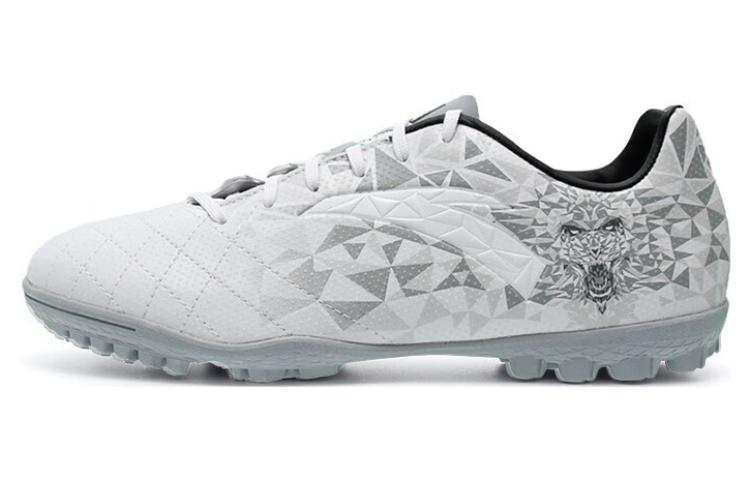 Anta TF Turf Artificial Turf Slip Resistant Abrasion Resistant Soccer Shoes Men's White Gray