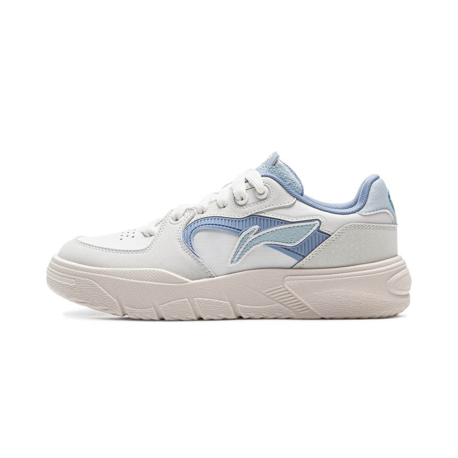 Li-Ning Li Ning Abrasion Resistant Slip Resistant Low top Casual Shoes Women's White Gray Blue