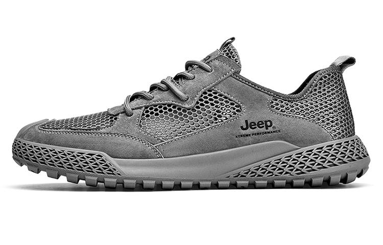 Jeep Textile, Pigskin Low top Casual Shoes Men's Gray