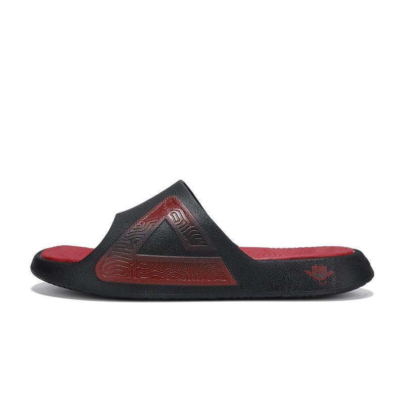 PEAK Slip Resistant Odor Resistant Abrasion Resistant Slide Slippers Men's Black Burgundy
