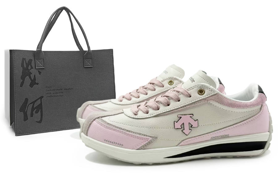 DESCENTE Cron Racer Abrasion Resistant Low top Casual Shoes Unisex White Pink