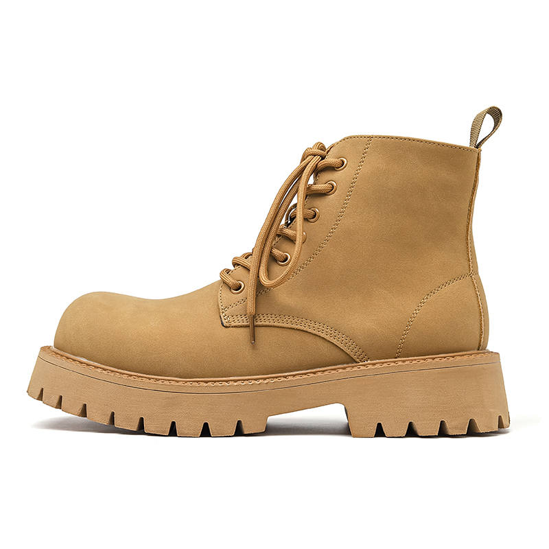 HUOFEIYU Short Combat Boots Men's Brown