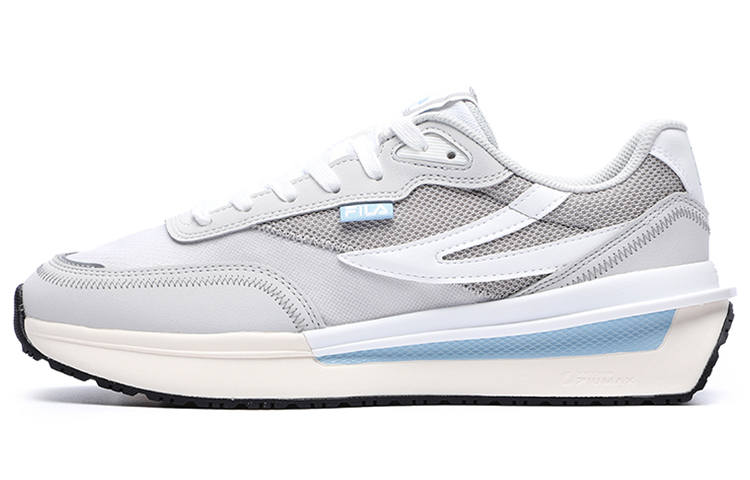 FILA Renno Textile, Synthetic Leather Cushioning Abrasion Resistant Breathable Low top Casual Shoes Men's White Gray