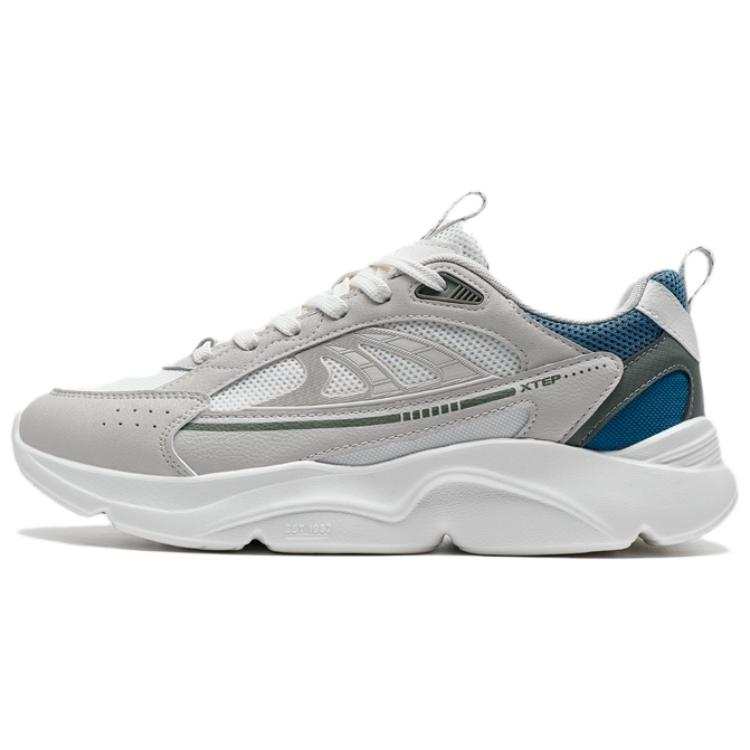 XTEP Slip Resistant Abrasion Resistant Low top Casual Shoes Men's Gray White Blue