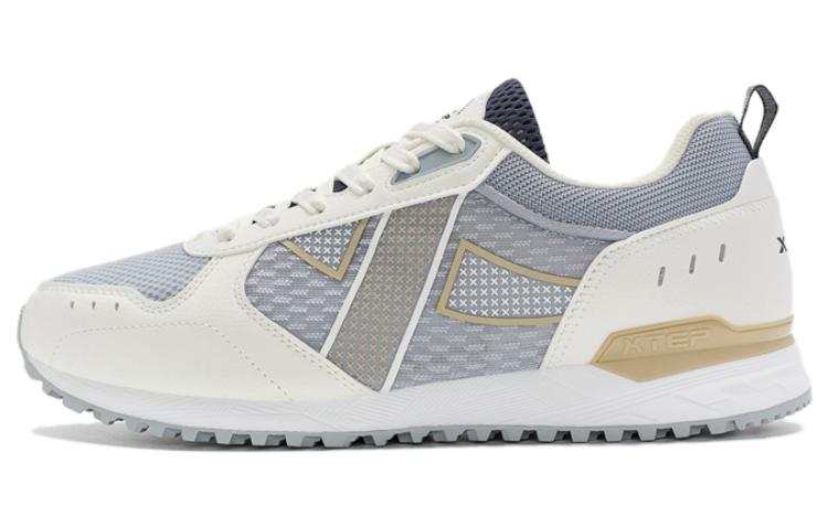 XTEP Slip Resistant, Breathable, Lightweight Low top Sports Casual Shoes Men's Gray White