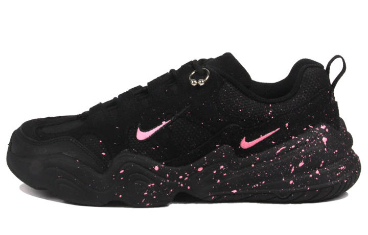 Nike Nike Tech Hera Black Neon, Urban Chic Style Black Pink Mesh, Suede Abrasion Resistant Low top Casual Shoes Men's