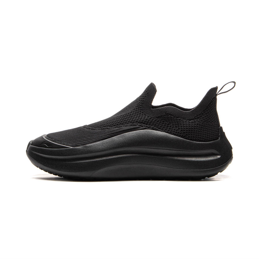 Li-Ning Li Ning Cloud Wave Slip On Cushioning Height Increasing Rebound Low top Casual Shoes Men's Night Black