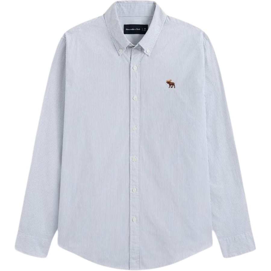 Abercrombie&Fitch Shirts Men's White Stripes Lapel Moderate