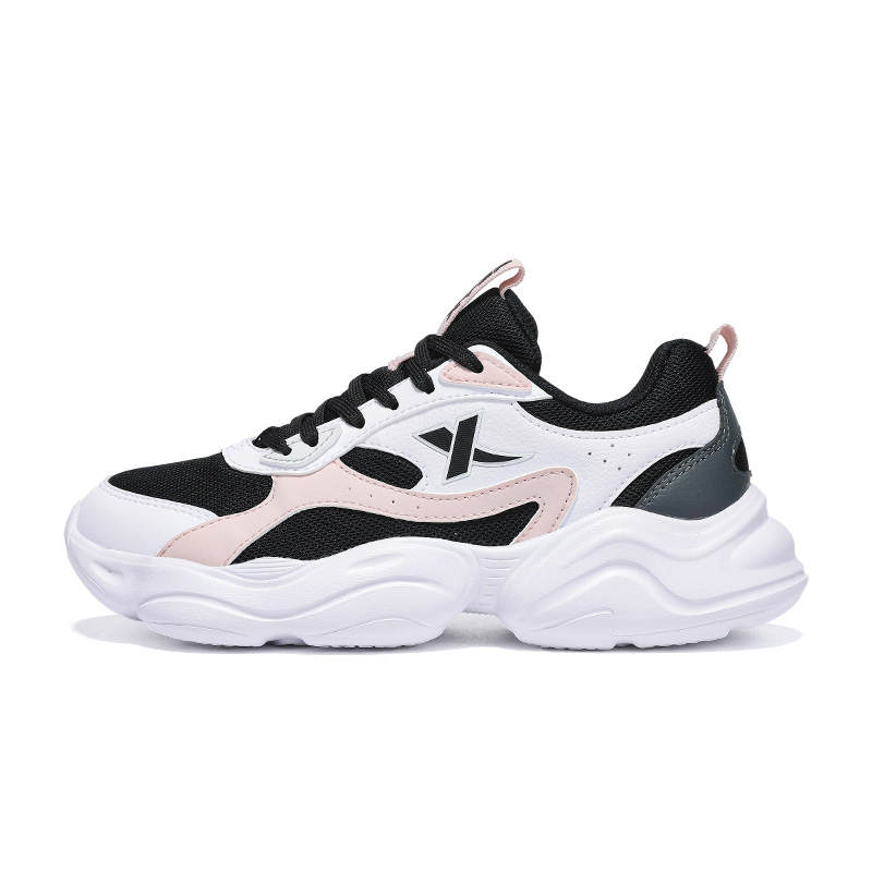 XTEP Cushioning, Wear Resistant Low top Casual Shoes Women's New White Black Light Pink