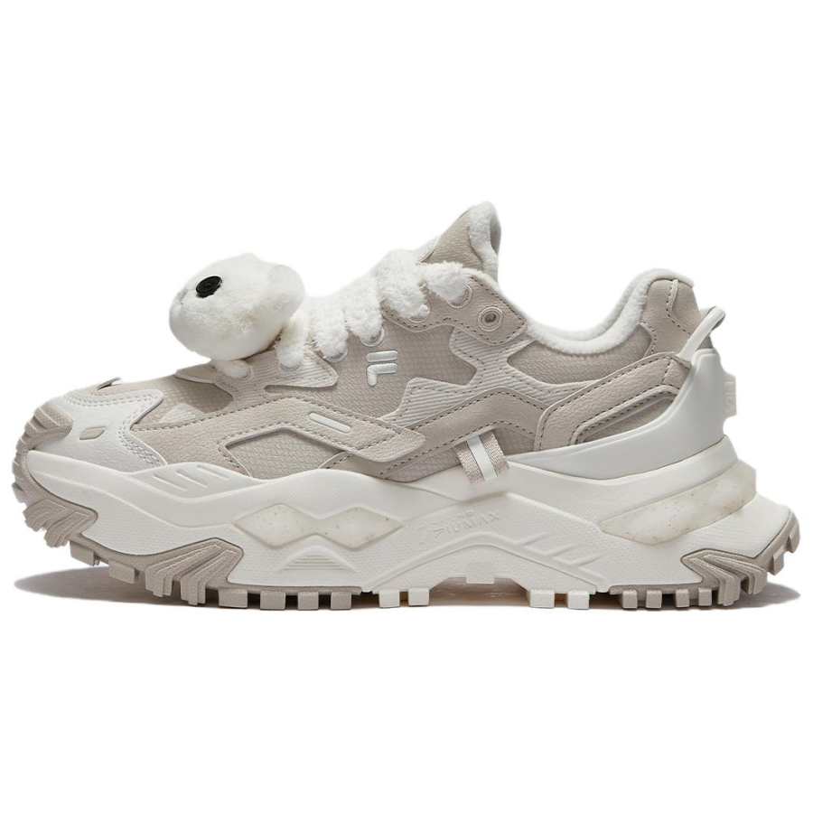 FILA FUSION BIANCO WE Pirate Bear Fleece Lined Comfortable Abrasion Resistant Low top Casual Shoes Women's Brown White