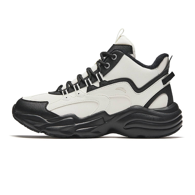 Anta Walker Fleece Lined Comfortable Slip Resistant Thermal Mid top Casual Shoes Women's White Black