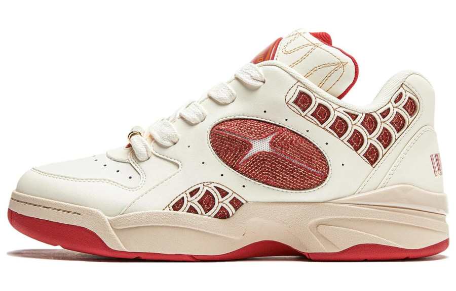 Li-Ning Li Ning Shooting Star Slip Resistant Low top Casual Shoes Unisex Beige Red