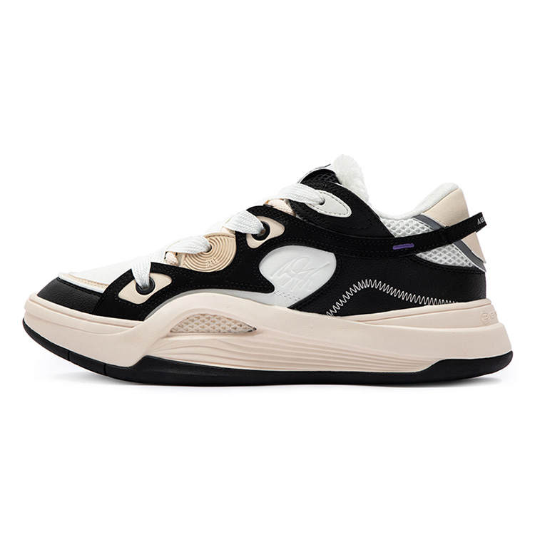 361° Thermal Abrasion Resistant Slip Resistant Low top Skateboard Shoes Unisex White Black