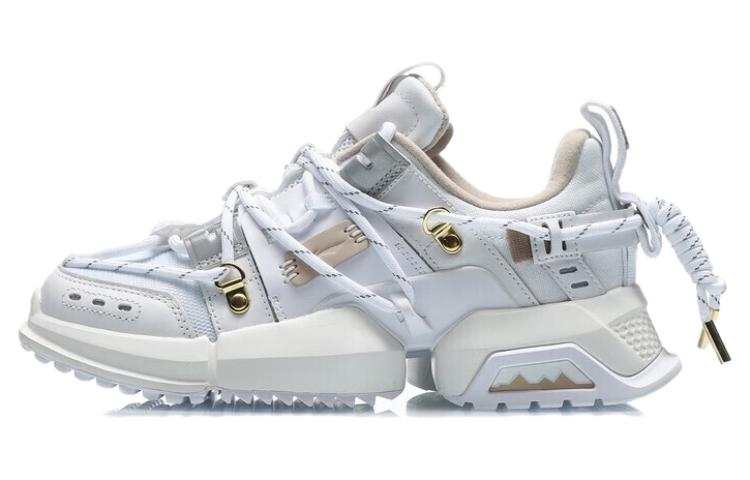 Li-Ning Li Ning Pan Gu Slip Resistant Abrasion Resistant Support Low top Sports Casual Shoes Women's White Gold