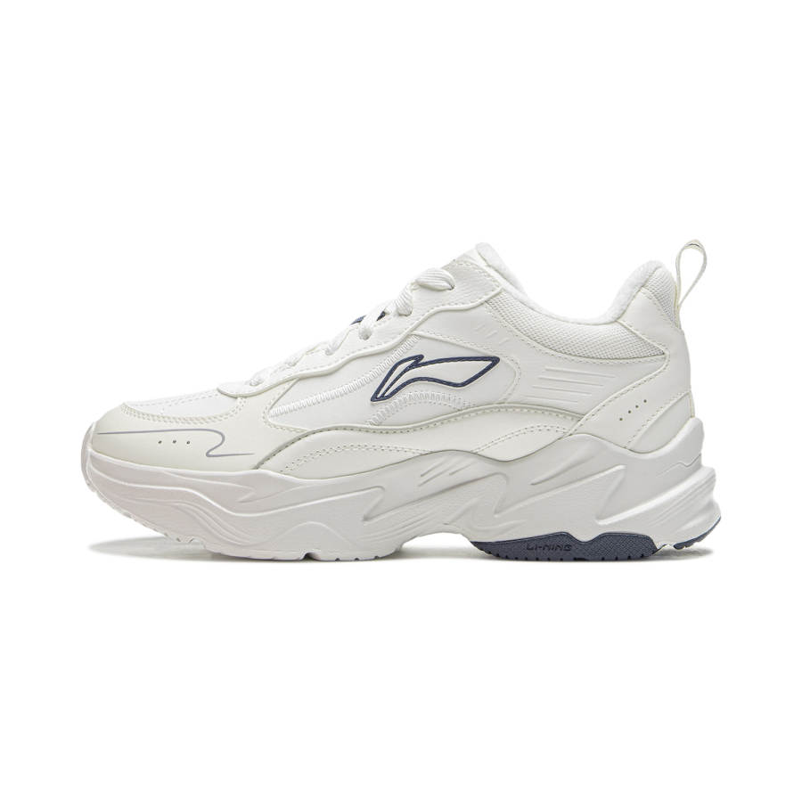 Li-Ning Li Ning Defender Synthetic Leather Fleece Lined Comfortable Slip Resistant Thermal Low top Casual Shoes Women's White