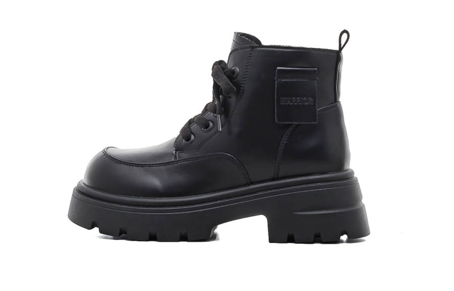 WARRIOR WARRIOR Synthetic Leather 11cm Combat Boots Women's Black