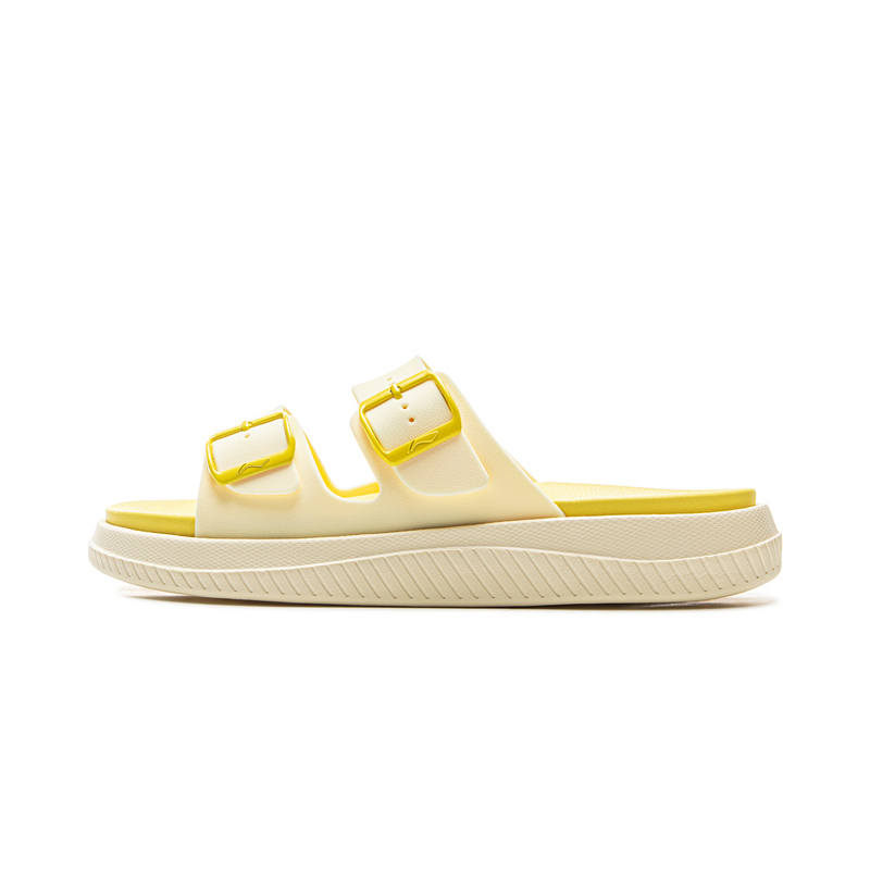 Li-Ning Li Ning Slip Resistant Abrasion Resistant Slip Resistant Abrasion Resistant Slide Slippers Women's Beige Yellow