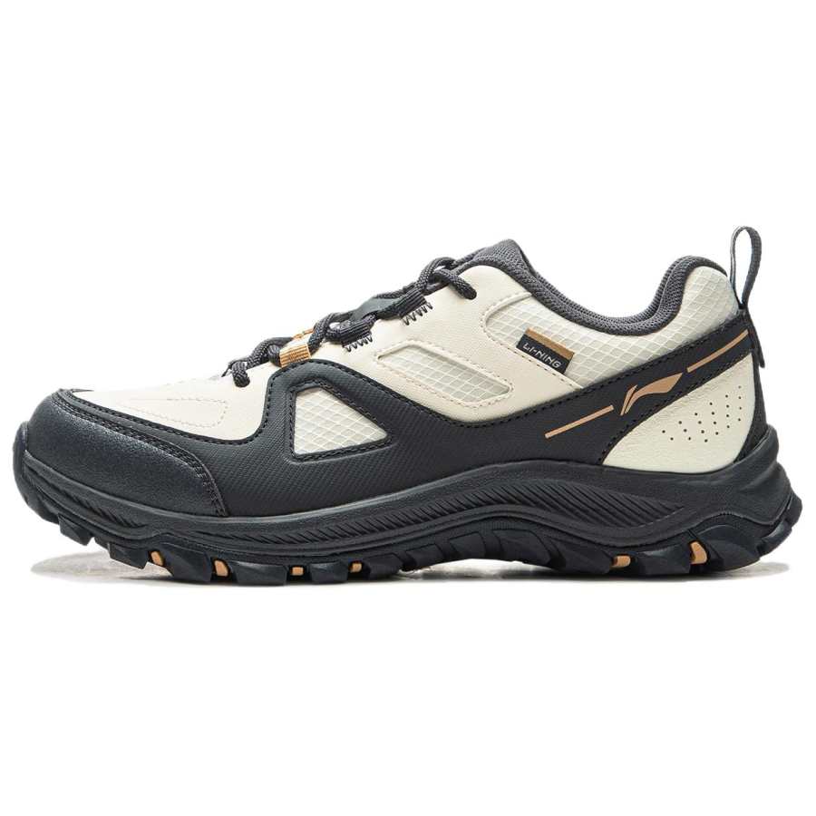 Li-Ning Li Ning Synthetic Leather Breathable And Wear resistant Low top Casual Shoes Women's Ecru Ebony Black