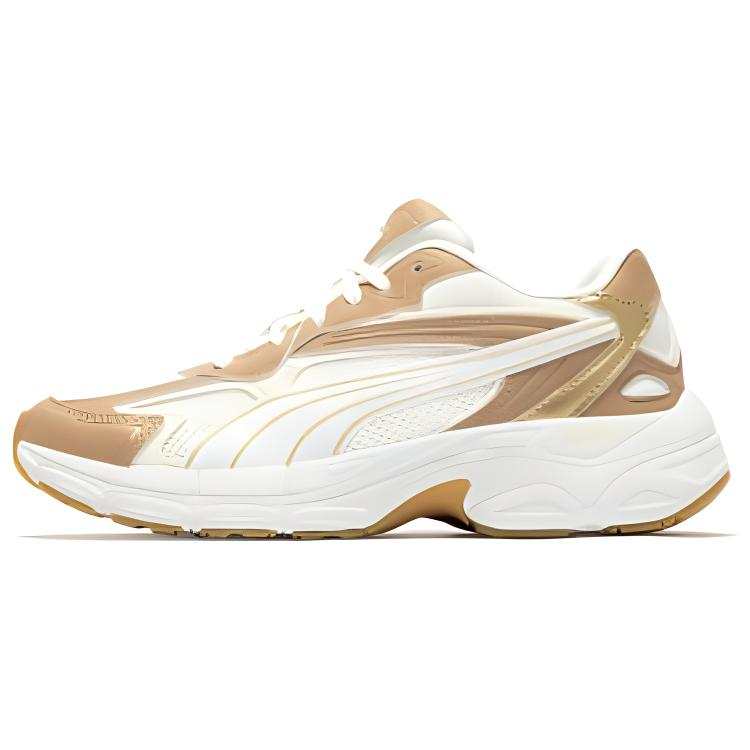 PUMA Teveris Nitro Cushioning Abrasion Resistant Cushioning, Wear Resistant Low top Casual Shoes Women's White Yellow