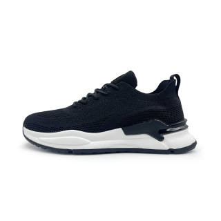 KYMOOU Flyknit Mesh Fabric Cushioning Slip Resistant Breathable Low top Casual Shoes Men's Black