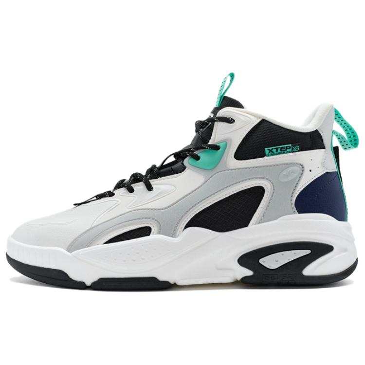 XTEP Black King Trendy Sports Abrasion Resistant High top Casual Shoes Men's White Black Blue