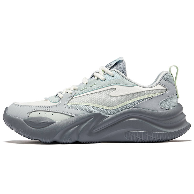 Erke Ao Wu Rebound Abrasion Resistant Breathable Low top Casual Shoes Women's Microcrystal White Lunar Stone Gray
