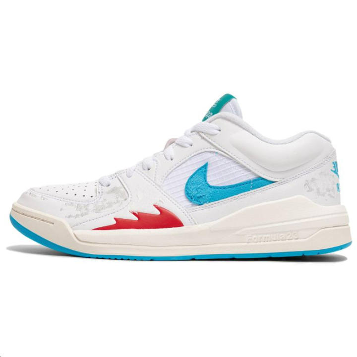 Jordan SoleFly x Jordan Stadium 90 Abrasion Resistant Breathable Low top Casual Shoes Men's White Blue
